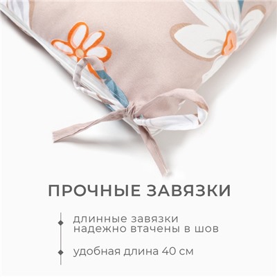 Подушка на стул Этель "Цветы" цв.серый, 40х40 см, 100% п/э