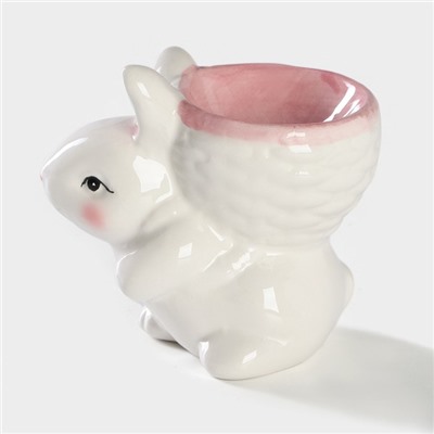 Подставка для яйца Доляна «Зайка», 8×5.5×7.5 см, розовая