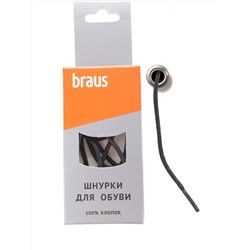 Шнурки BRAUS 90 см тонкие с пропиткой ЧЕРНЫЕ/10