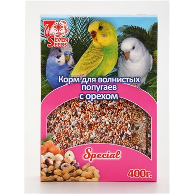 Корм Seven Seeds Special для волнистых попугаев, с орехом, 400 г