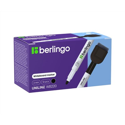 Маркер для белых досок на магните Berlingo "Uniline WB220" черный, пулевидный, 2мм