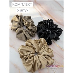 Резинка для волос объемная шелковая со стразами 5шт. Арт:Р2/004