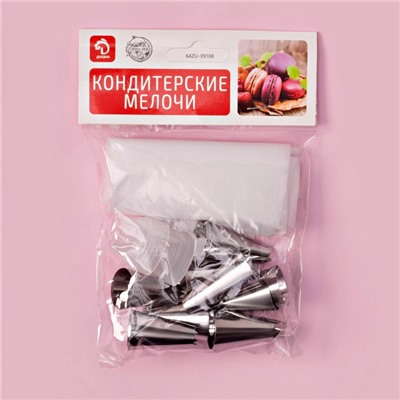 Набор кондитерский Доляна, 11 предметов: 10 насадок, мешок, МИКС