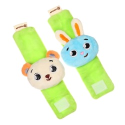 Погремушка - браслет Крошка Я «Зверята», набор 2 шт., от 3 мес.