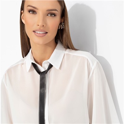 Блуза из полупрозрачной ткани, Работаю красиво (white)