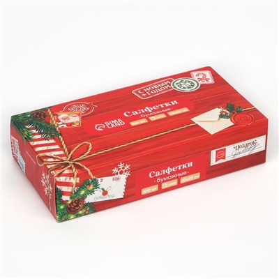 Салфетки бумажные в коробке «Новый год! Новогодняя посылка», 100 шт., двухслойные