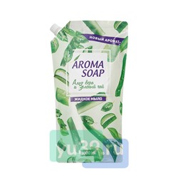Мыло для рук Aroma soap жидкое Зеленый чай и Алоэ дой-пак 1000мл