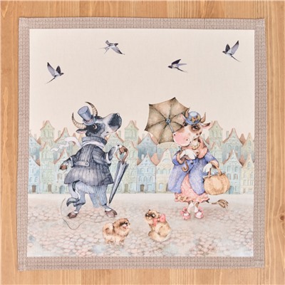 КОМПЛЕКТ САЛФЕТОК 2ШТ  "ПРОМЕНАД"40Х40 СМ ,БЕЖЕВЫЙ, 100% ХЛОПОК,ТВИЛ