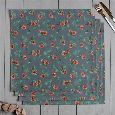 Набор новогодних салфеток Этель «Лес», 46х46 см - 4 шт, хлопок, саржа