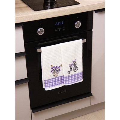 Набор кухонных полотенец 40*60 вафельное полотно 3 шт. / Лаванда