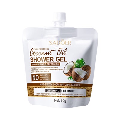 Освежающий гель для душа с кокосовым маслом SADOER Coconut Oil Shower Gel, 30 гр