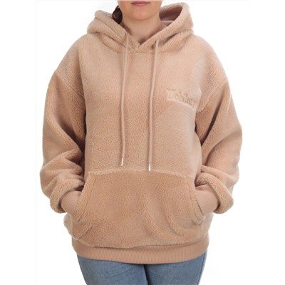 106 BEIGE Худи женское Тедди на флисе