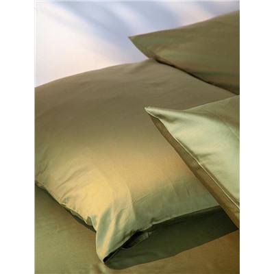 Набор наволочек из премиального сатина оливкового цвета из коллекции Essential, 50х70 см