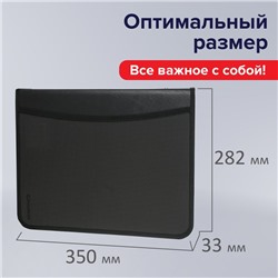 Папка на молнии А4, 2 отделения, Calligrata, 350×282×33 мм, пластик, 4 кармана, бизнес-класс, черная