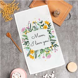 Полотенце Доляна Mom I love you, 35×60 см, 100% хлопок, вафля 160 г/м²