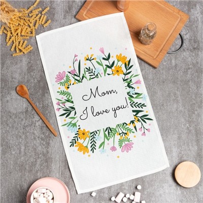 Полотенце Доляна Mom I love you, 35×60 см, 100% хлопок, вафля 160 г/м²