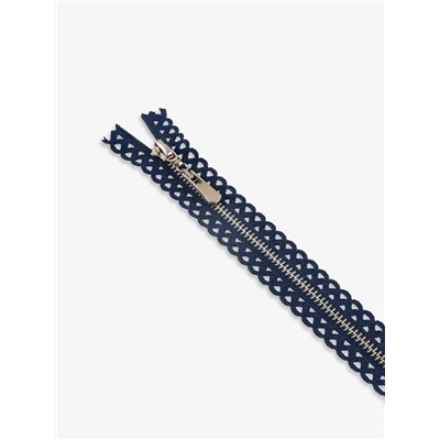 Молния металлическая, №3, неразъёмная, замок автомат, 30 см, тёмно-синяя