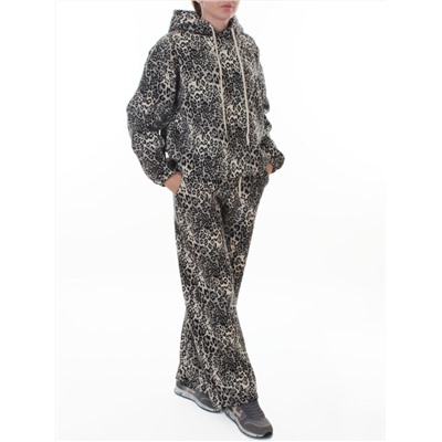 870-8 MILK/LEOPARD Костюм спортивный зимний женский (95% хлопок, 5% полиэстер)
