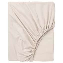Простыня на резинке бежевая, DVALA Fitted Sheet Beige (140 x 200 cm), произв. IKEA