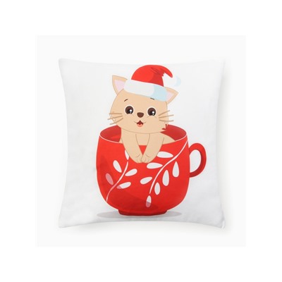 Наволочка декоративная новогодняя «Этель. Новогодняя чашка» 40×40 см