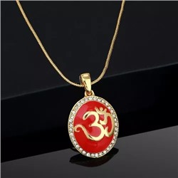 Estele - Red Enamel Gold Plated OM Pendant for Women / Girls