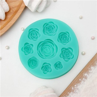 Молд для заливки Доляна «Круговорот роз», силикон, 9 ячеек, d=8 см, розовый