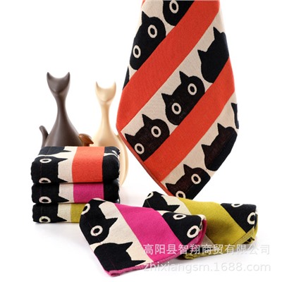 Zhiyang's new Aiwei bamboo cotton small black cat gauze square towel, soft breathable and absorbent kitchen hanging towel, factory price wholesale