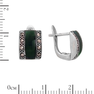 Серьги 'Полоска' с хризопразом и марказитами ТПСК.207ХПN