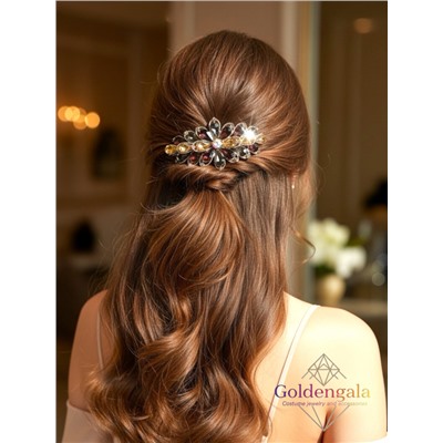 Заколка автомат для волос с кристаллами «Блеск элегантности» ЭЛЗ8/01