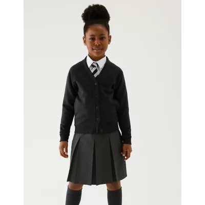 Girls' Cotton Regular Fit School Cardigan (2-16 Yrs)