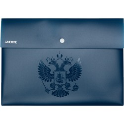 Папка-конверт на кнопке A4 "deVENTE. Герб" 350мкм фактура "песок" темно-синяя 3071106/Китай