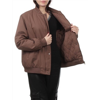 H24-608 BROWN Куртка бомбер демисезонная женская (100 гр. синтепон)