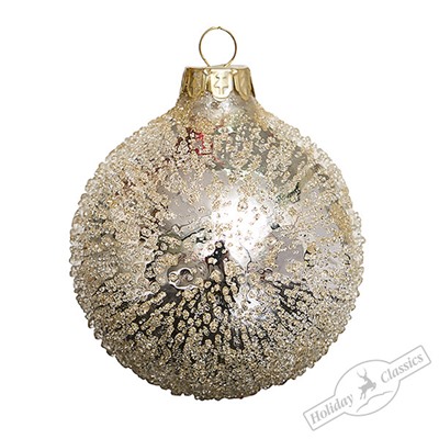 Шар "Ледяной дождь" серебро/шампань (стекло) 8 см