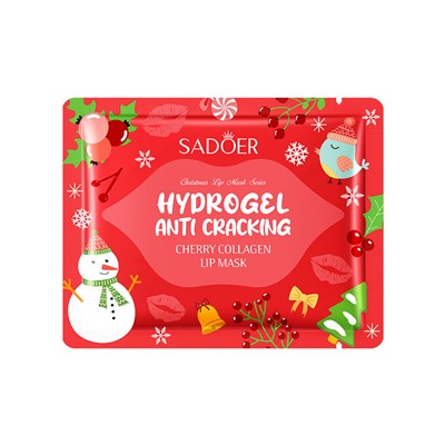 Гидрогелевые патчи для губ с вишней SADOER, 8 гр (Новогодняя серия)