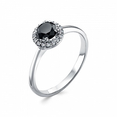 Кольцо с фианитом родированное серебро 925*