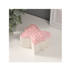 Шкатулка для украшений «Бабочка фигурная», керамика, розовый перламутр, 7.3×7.3×4.5 см