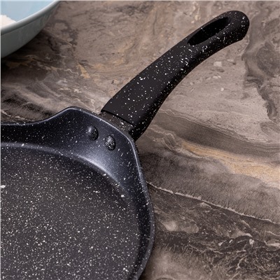 СКОВОРОДА БЛИННАЯ AGNESS С АНТИПРИГАРНЫМ ПОКРЫТИЕМ "BLACK MARBLE", 22Х2СМ, ИНДУКЦИОННОЕ ДНО