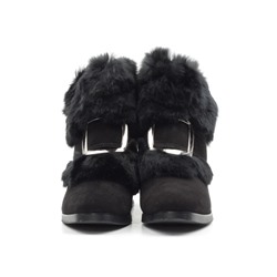 04-JM715-2 BLACK Ботинки женские (натуральная замша, натуральный мех (полностью))