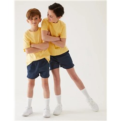 2pk Unisex Pure Cotton School Shorts (2-16 Yrs)