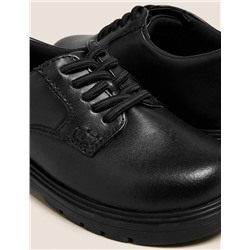 Kids' Leather Elastic Lace School Shoes (8 Small - 1 Large)