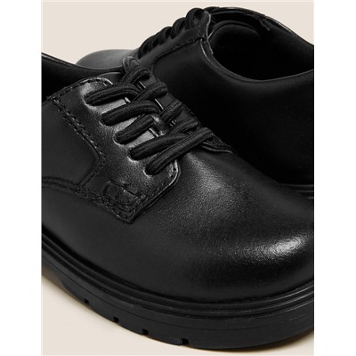 Kids' Leather Elastic Lace School Shoes (8 Small - 1 Large)