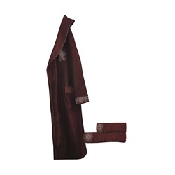 Подарочный Набор Халат + Полотенце + Тапочки (XXL) Hazal Bordo Bay Bornoz Seti - XXlarge-EcoCotton