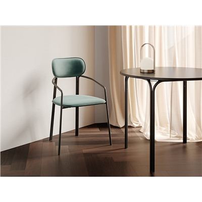 Стул Ror, Round, велюр, черный/зеленый