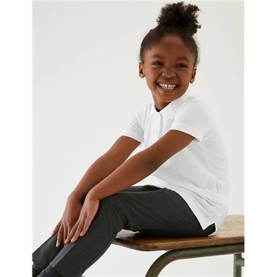 2pk Girls' Slim Fit School Polo Shirts (2-16 Yrs)