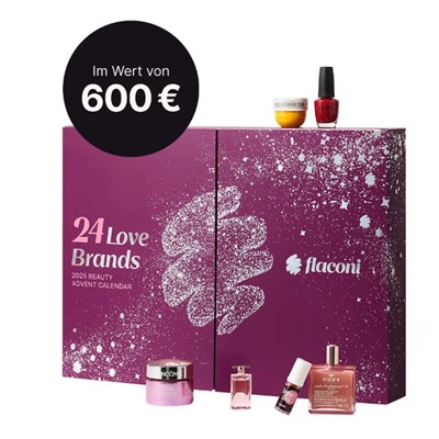 flaconi Collection 24 Love Brands Adventskalendar Адвент-календарь 2025, 26 бьюти-сюрприза лучших мировых брендов