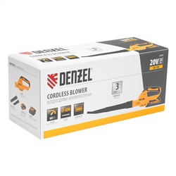 Воздуходувка аккумуляторная, AB-500, 60 м/с, 500 м3/ч, Li-Ion, 20 В Denzel