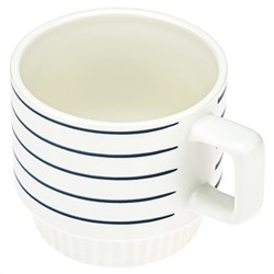 Кружка фарфоровая "Геометрия-2" "Линии" 320мл, д8,9см h8см, матовая глазурь, с деколью, цвет - белый, д/горла 8,5см, д/основания 6,9см, в коробке (Китай)