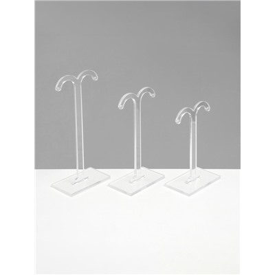 Подставка под серьги QF, полукруг, набор 3 шт., h=8.5, 10, 12 см, прозрачная