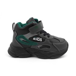 Кроссовки высокие демисезонные В8665-7 черно зеленые п/п