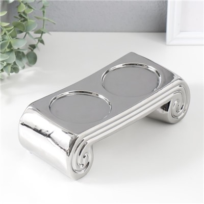 Подсвечник на 2 свечи «Греция», d=7.5 см, серебро, 22.5×10×7 см